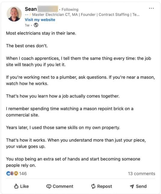 Screenshot: The top post