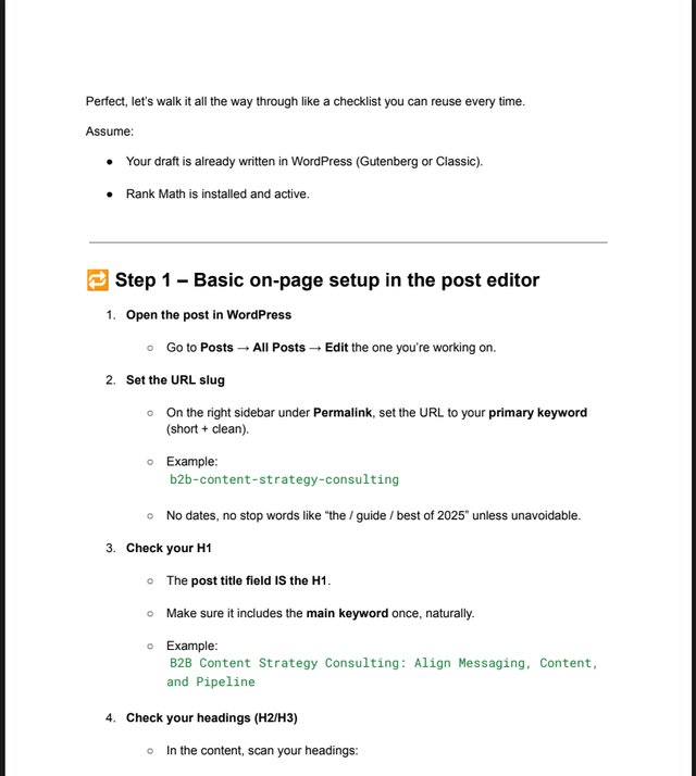 WordPress Rank Math SOP