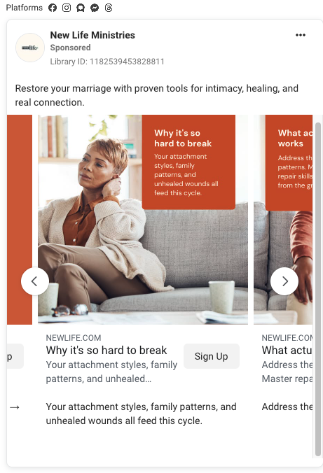 New Life Ministries original ad screenshot: Why it’s so hard to break