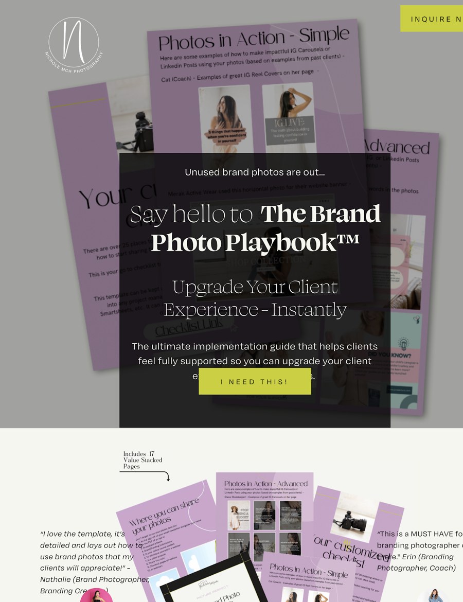 Digital product sales page